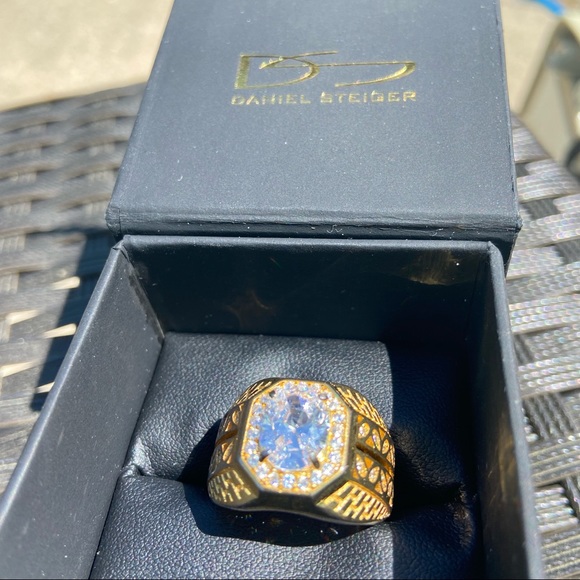 💰 Liz - Mens vintage sterling with gold vermeil CZ ring sz 10/11 - Picture 9 of 10